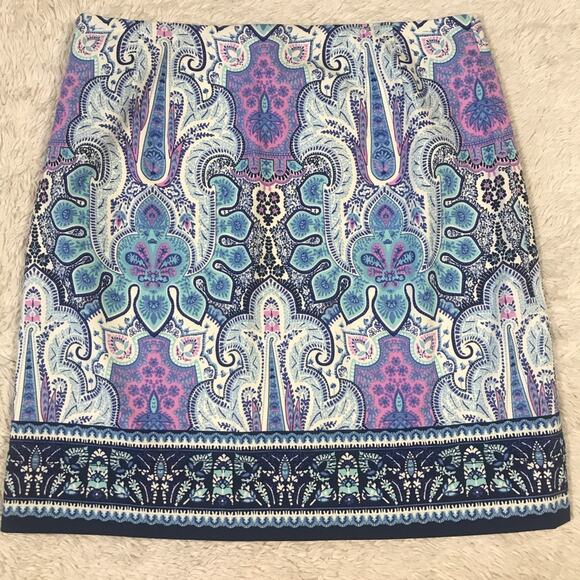 Talbots Mini Skirt Petite 6 Paisley A Line Vacation Vibes Resort Preppy - Picture 6 of 9